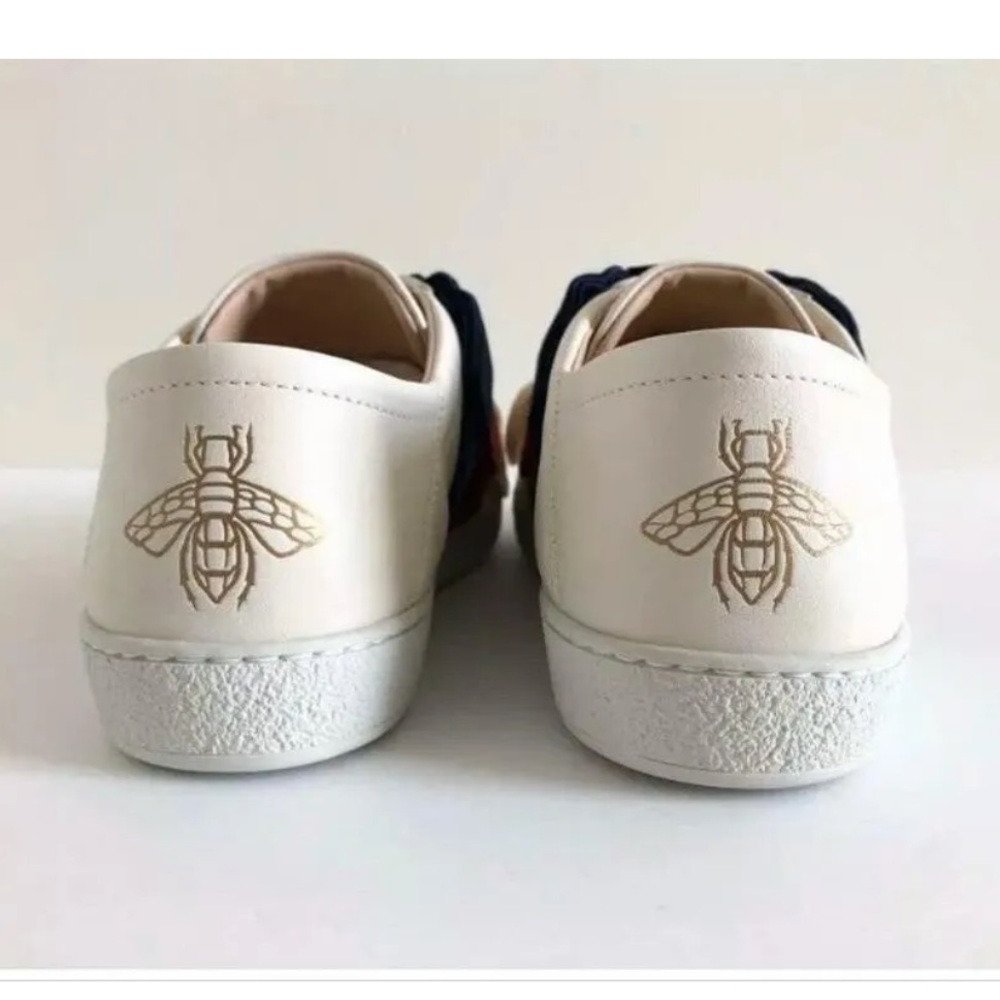 Gucci New Ace 524989 Leather & Velvet Bow Slip-on Bee Women Sneakers Size 35 - Picture 3 of 12